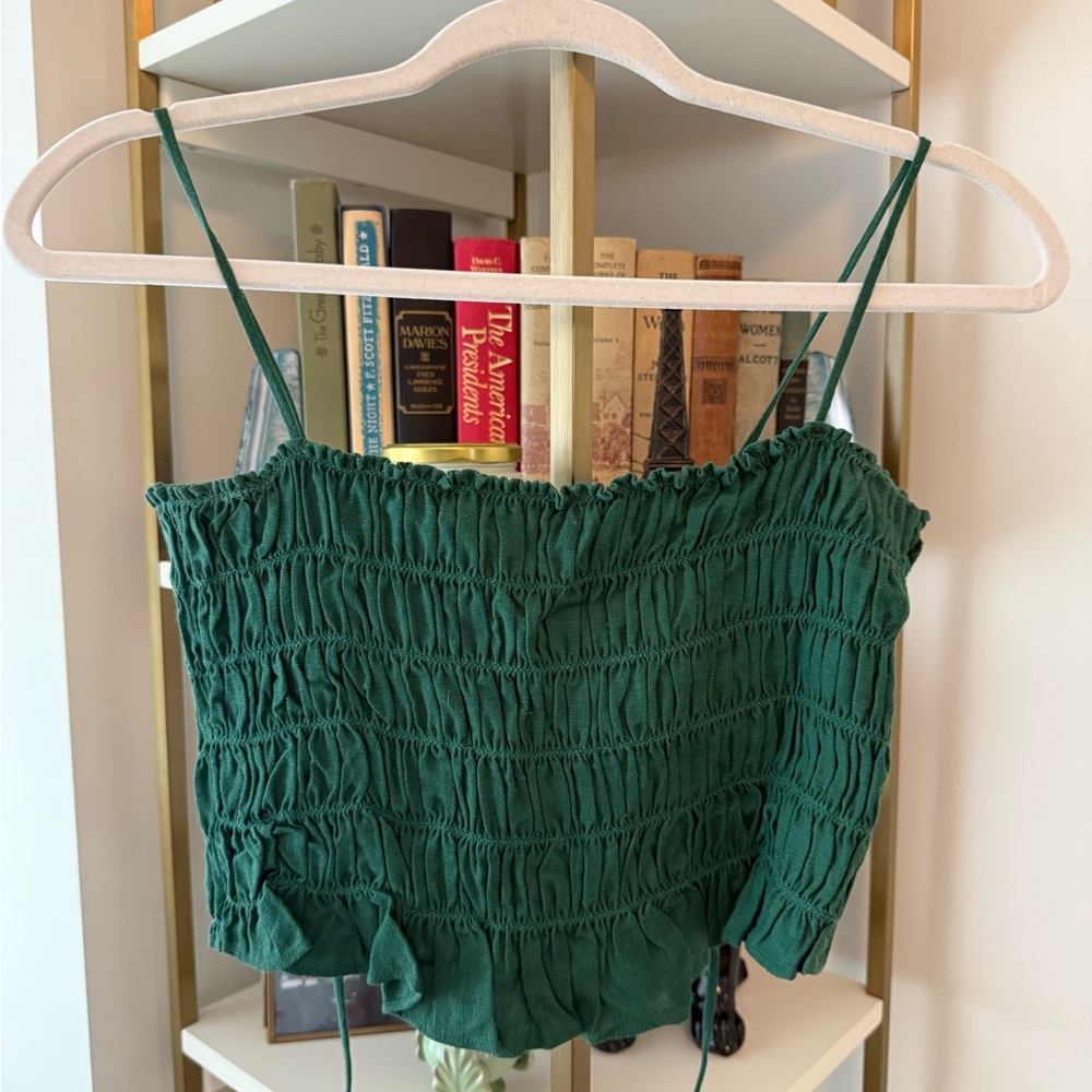 Willow Forest Green Smocked Top
